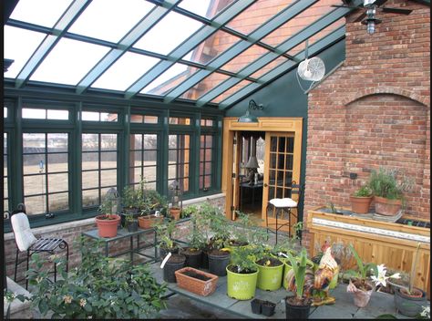 kitchen greenhouse extension Greenhouse Attached To House, Kitchen Greenhouse, Homemade Hydroponics, Dream Greenhouse, Greenhouse Kitchen, Conservatory Greenhouse, Aluminium Greenhouse, Traditional Porch, Greenhouse Ideas