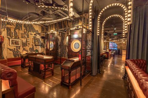 Venue - Flight Club Darts | Manchester Board Game Bar, Eccentric Home, Sports Pub, Club Lighting, Canal House, Cafe House, Flight Club, Entertainment Bar, Lounge Design