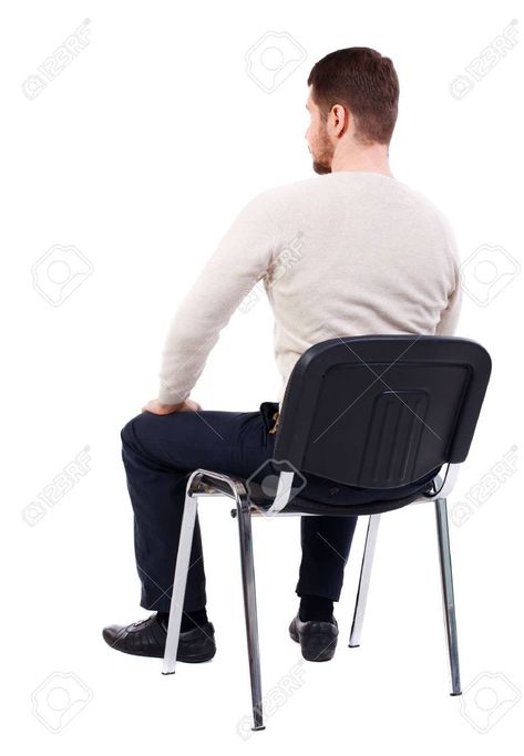 Man Sitting On Chair, Sitting Chair, Sitting Poses, Man Sitting, Flyer Design Templates, Back View, Sit Back, Chair Backs, Rear View