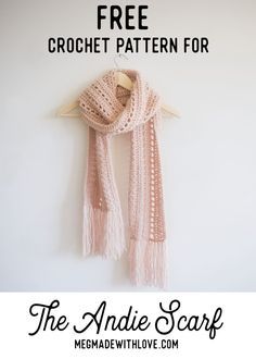 Free Crochet Pattern for the Andie Scarf - Megmade with Love Free Crochet Scarf, Crochet Scarf Pattern, شال كروشيه, Crochet Scarf Pattern Free, Confection Au Crochet, Crochet Simple, Crochet Blog, Haken Baby, Scarf Crochet Pattern