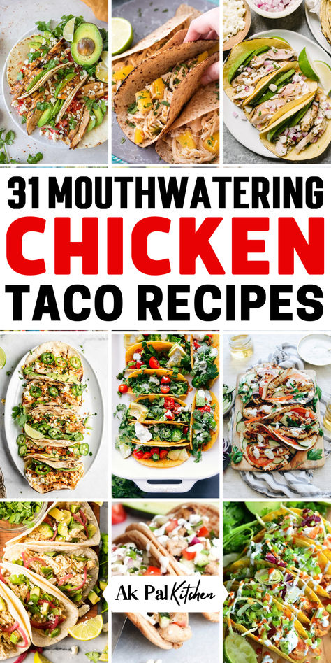 Elevate your taco nights with our mouthwatering Chicken tacos. These chicken dishes showcase the simplicity of easy chicken recipes, from the tenderness of Mexican shredded chicken to the smoky flavors of grilled chicken tacos. For busy days, let your crockpot do the work with savory crockpot chicken tacos, or enjoy the satisfying baked chicken tacos. These versatile chicken recipes for dinner are perfect for those seeking convenient and delicious options for their busy weeknight dinners. Best Chicken For Tacos, Recipes With Chicken Taco Meat, Chicken Tender Taco Recipes, Chicken Taco Recipes Easy, Canned Chicken Tacos Recipe, Chicken Taco Topping Ideas, Chicken Taco Ideas, How To Make Chicken Tacos, Chicken Tacos Recipes