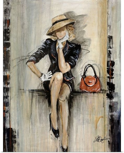 'Vogue' by Farrell Douglass #artpic.twitter.com/umHytrMTpw Sitting On A Ledge, Fashion Artwork, Dark Dress, Black Framed Wall Art, Detail Art, Framed Canvas Wall Art, House Of Hampton, Great Big Canvas, Figurative Art