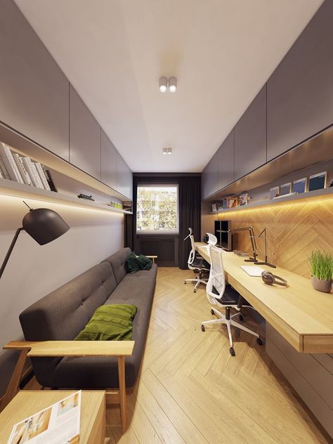 Desk And Shelves, Small Office Design Interior, Office Design Trends, Modern Home Office Desk, Small Office Design, Modern Home Offices, Modern Apartment Design, Study Room Design, Small Home Offices