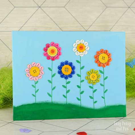 If you’ve got a thing for buttons (ie get them whenever possible) and want to make something simple with your kids do give this button flowers canvas craft a go! Buttons are great for mixed media art and this simple one is a great introduction craft for the kiddos. *this post contains affiliate links* So … Button Crafts For Kids, Button Art On Canvas, Thanksgiving Cards Handmade, Calla Lily Flowers, Folding Origami, Yarn Flowers, Crafts For Seniors, Mothers Day Crafts For Kids, Crafts For Girls