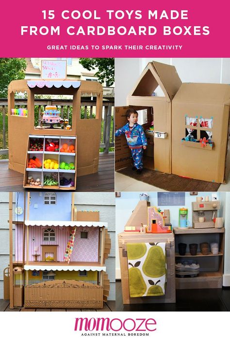 15 Cool Toys You Can Make Out of Cardboard Boxes | momooze - Page 10 Cardboard Box Activities, Box Craft Ideas, Box Activities, Cardboard Box Houses, Diy Cardboard Toys, Dentist Art, Large Cardboard Boxes, Diy Barbie House, Marine Wife