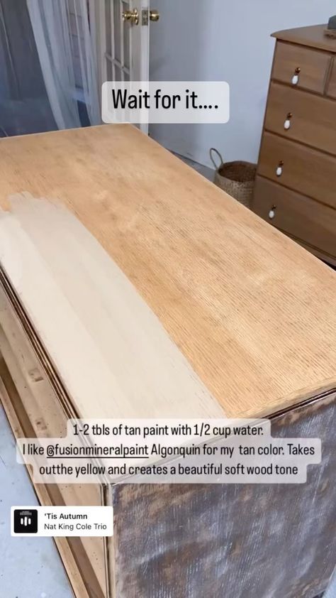 Furniture & Home DIY on Instagram: “How many tan wash videos is too many? 😬 It just never gets old to me. I’m sure this phase will pass eventually but in the mean time…” Tan Wash Kitchen Cabinets, How To Tan Wash Wood, Tan Washed Furniture, Tan Wash Furniture Diy, Tan Painted Furniture, How To Tan Wash Furniture, Tan Wash Wood, Paint Washing Wood, Tan Wash Furniture