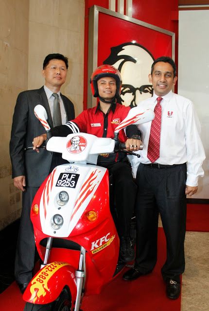 KFC DELIVERY FIRST IN MALAYSIA TO USE ECO-FRIENDLY SCOOTERS   KFC Delivery takes the lead in the Malaysian Quick Service Restaurant delivery sector using eco-friendly electric scooters which are 100% environmentally friendly – zero CO2, smoke emission and noise pollution. Lower in operation costs along with its sturdy design, the new eco-friendly vehicle i...  Read more @ http://www.malaysianfoodie.com/2013/11/kfc-delivery-first-malaysia-use-eco-friendly-scooters.html?u Kfc Delivery, Quick Service Restaurant, Restaurant Delivery, Noise Pollution, Carbon Footprint, Scooters, Fresh Food, Pollution, Environmentally Friendly