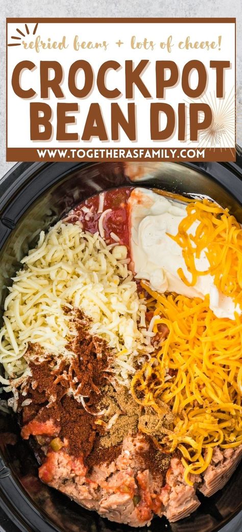 Crock Pot Bean Dip, Best Hot Dip, Hot Bean Dip, Slow Cooker Appetizers, Beans In Crockpot, Bean Dip Recipes, Crock Pot Dips, Crockpot Appetizers, Dip Recipes Easy