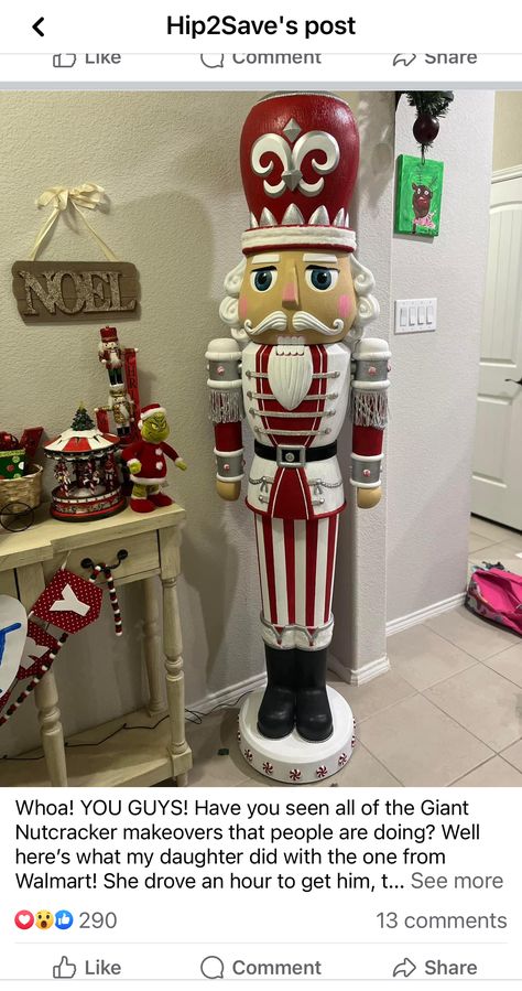 Nutcrackers Christmas Decoration, Peppermint Nutcracker, Walmart Nutcracker, Nutcracker Painting, Nutcracker Diy, Nutcracker Ideas, Gingerbread House Craft, Wood Nutcracker, Christmas Rocks