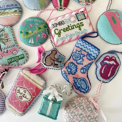 Lycette Designs Needlepoint Ornaments Patterns, Needle Point Ornaments, Valentines Needlepoint, Needle Point Patterns, Needlepoint Christmas Ornaments, Needlepoint Ornaments, Needlepoint Christmas, Needlepoint Designs, Needle Point