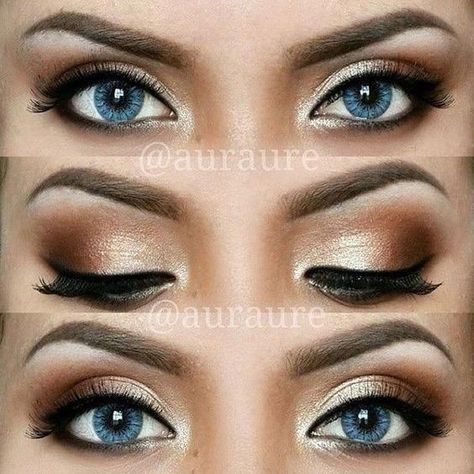 How to Rock Makeup For Blue Eyes - Easy Makeup Tutorials & Ideas #weddingmakeup Daily Eye Makeup, Neutral Smokey Eye, Rock Makeup, Makeup Cantik, Wedding Hairstyles And Makeup, Pretty Eye Makeup, Makeup Tip, Make Up Inspiration, Easy Makeup Tutorial