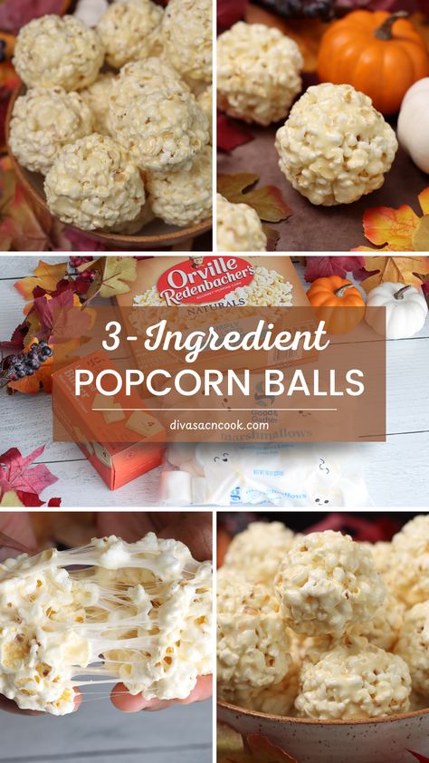 3-ingredient popcorn balls recipe Marshmellow Popcorn Balls Recipe, M&m Popcorn Balls, How To Make Popcorn Balls Recipes, Gluten Free Popcorn Balls, Marshmallow Popcorn Balls Easy, Vegan Popcorn Balls, Chewy Popcorn Balls, Healthy Popcorn Balls, Holiday Popcorn Balls