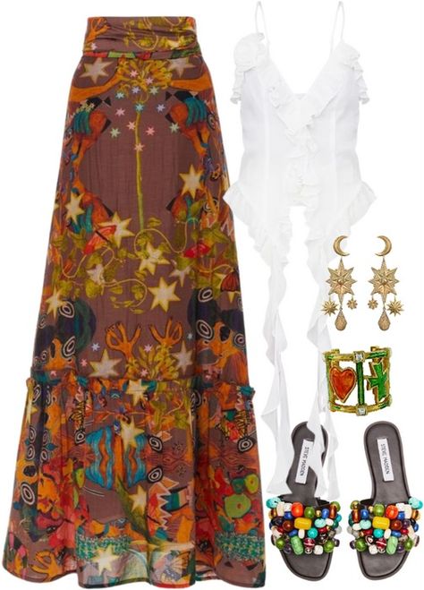 boho Outfit | ShopLook Satc Outfits, Boho Outfit, Outfits Polyvore, Spring Boho, White Chiffon, Fashion Sets, Outfit Shoplook, Christian Lacroix, Boho Outfits