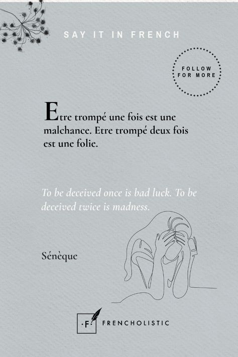 Discover beautiful and inspiring French quotes with their English translations. Are you looking for a French language coach to help you become fluent? Visit my website to book a lesson or access free resources. www.frencholistic.com/french-tutoring Follow me to discover the wonders of France in one place and let yourself be inspired by its language, fashion, history, style, culture, decor, and more! French Quotes With Translation, Learn French Fast, Learn French Beginner, Free Aesthetic, French Language Learning, Live And Learn, French Quotes, French Language, English Translation