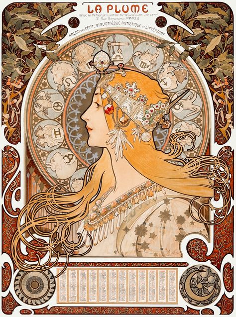 Art nouveau zodiac woman psd poster, remixed from the artworks of Alphonse Maria Mucha | premium image by rawpixel.com / Moss Illustration Art Nouveau, Alphonse Mucha Art, Mucha Art, Alfons Mucha, Art Nouveau Illustration, Art Nouveau Poster, Free Illustration Images, Antique Artwork, Alphonse Mucha