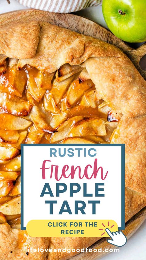 Rustic French Apple Tart (Easy Apple Galette): Rustic fruit tarts are basically open-faced pies in a free-form fashion. Simply fold the crust over the apples — crimping or turning under the dough like a regular pie – and brush the fruit with melted butter. Easy! French Apple Tart Recipe, Rustic Apple Tart, French Apple Tart, Apricot Preserves, Apple Tart Recipe, Eclair Recipe, Dessert From Scratch, Apple Galette, Galette Recipe