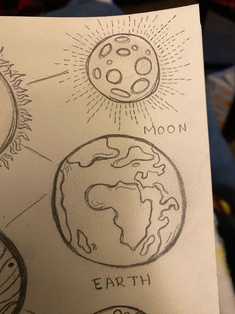 Cute Earth Drawings, Earthy Sketchbook Ideas, Earth Drawing Aesthetic, Earth Drawing Ideas, Earth Drawing Easy, Astronomy Sketches, Aesthetic Sun And Moon Sketch, Earth Doodle, Doddleoddle Art