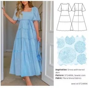 Maxi Dress Pdf Sewing Pattern, How To Make A Tiered Dress, Tiered Maxi Dress Sewing Pattern, Diy Tiered Skirt Free Pattern, Diy Modest Dress, Long Dress Sewing Pattern Free, Modest Dress Sewing Patterns, Free Maxi Dress Pattern, Easy Dress Sewing Patterns Free