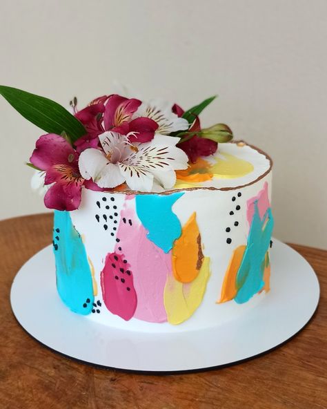 Birthday Cake With Flowers, 23rd Birthday, 18th Birthday Party, Painted Cakes, Take The Cake, Cake Designs Birthday, Buttercream Cake, Cute Cakes, Shower Cakes