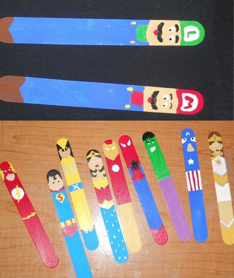 Superhero Craft, Nerdy Valentines, Superhero Crafts, Valentine Mailbox, Popsicle Crafts, Bookmark Craft, Stick Art, Popsicle Stick Crafts, Crafts For Boys