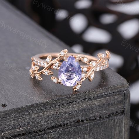 Amythest And Diamond Ring, Engagement Ring Amethyst, Tangled Engagement Ring, Elegant Amethyst Promise Ring With Accent Stones, Elegant Amethyst Diamond Promise Ring, Lavender Amethyst Promise Rings, Amethyst Diamond Promise Ring With Accent Stones, Tangled Ring, Fairy Engagement Ring Amethyst