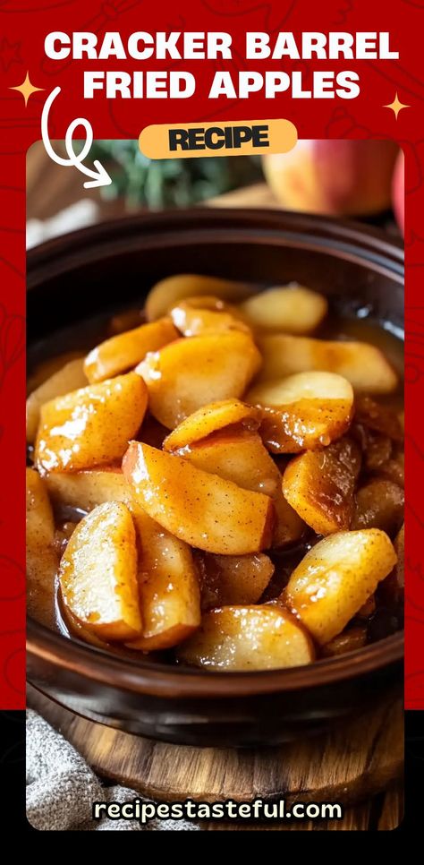 These Easy Slow Cooker Cracker Barrel Fried Apples are the perfect sweet treat for any occasion! With tender apples cooked in a rich, spiced syrup of brown sugar, cinnamon, and butter, they’re the ideal side dish, dessert, or topping for your favorite breakfast dishes. Serve them warm over ice cream or alongside pork chops for a comforting, flavorful dish. #SlowCookerFriedApples #EasyAppleRecipe #CrackerBarrelStyle #AppleDessert #FallFlavors #CinnamonApples #ComfortFood #SlowCookerRecipe Cracker Barrel Apples Recipe, Cracker Barrel Fried Apples, Apple Recipes Easy, Sugar Apples, Fried Apples, Cooked Apples, Apple Desserts, Cracker Barrel, Easy Slow Cooker