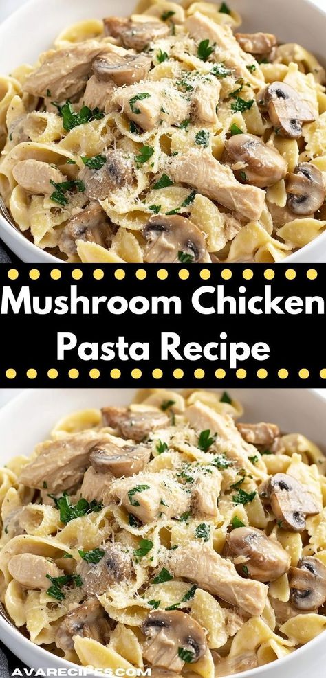 Searching for a kid-friendly dinner option? This Mushroom Chicken Pasta Recipe is not only delicious but also packed with nutrients, ensuring a balanced meal that even the pickiest eaters will enjoy. Creamy Chicken Mushroom Pasta, Chicken And Mushroom Pasta, Mushroom Pasta Sauce, Chicken Mushroom Pasta, Creamy Mushroom Chicken, Chicken And Mushroom, Mushroom Pasta, Chicken Pasta Recipes, Mushroom Chicken