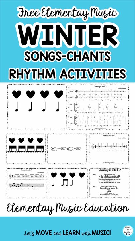 Winter Music And Movement Preschool, Music For Elementary Students Activities, Winter Music Lessons For Elementary, Music For Elementary Students, Winter Music Activities, Kodaly Songs, Rhythm Games For Elementary Music, Orff Activities, Elementary Choir