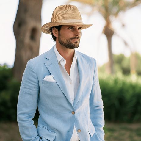 10 Wedding Outfit Ideas for Men  |  Look Your Best on the Big Day Wedding Outfit Ideas, Linen Pants Outfit, Modern Groom, White Shirt Outfits, White Linen Shirt, Summer Wedding Guests, Prom Suits, Brown Suits, Black Tuxedo