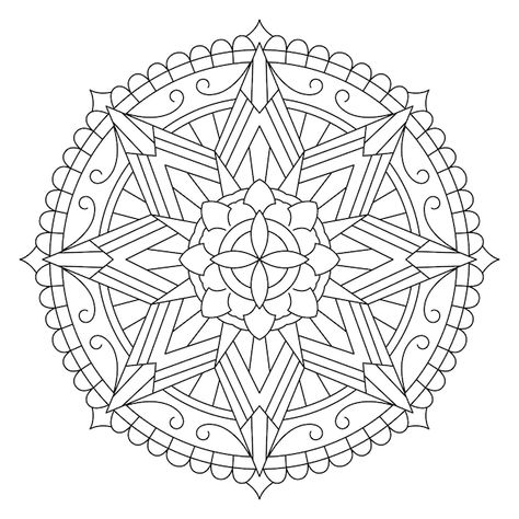 Printable star mandala coloring page for... | Premium Vector #Freepik #vector #adult-coloring-pages #mandala-coloring #round #geometric-flower Geometric Mandala Coloring Pages, Star Mandala Design, Mandela Patterns, Star Mandala, Geometric Coloring Pages, Printable Star, Geometric Mandala, Geometric Flower, Silhouette Free