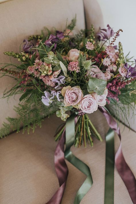 Mauve Bridesmaids Bouquets, Welcome Bouquet Flower, Olive And Purple Wedding, Light Purple And Sage Green Wedding, Early Spring Bouquet, Mauve And Purple Wedding, Sage Green And Lilac Wedding, Purple And Sage Wedding, Purple Wedding Aesthetic