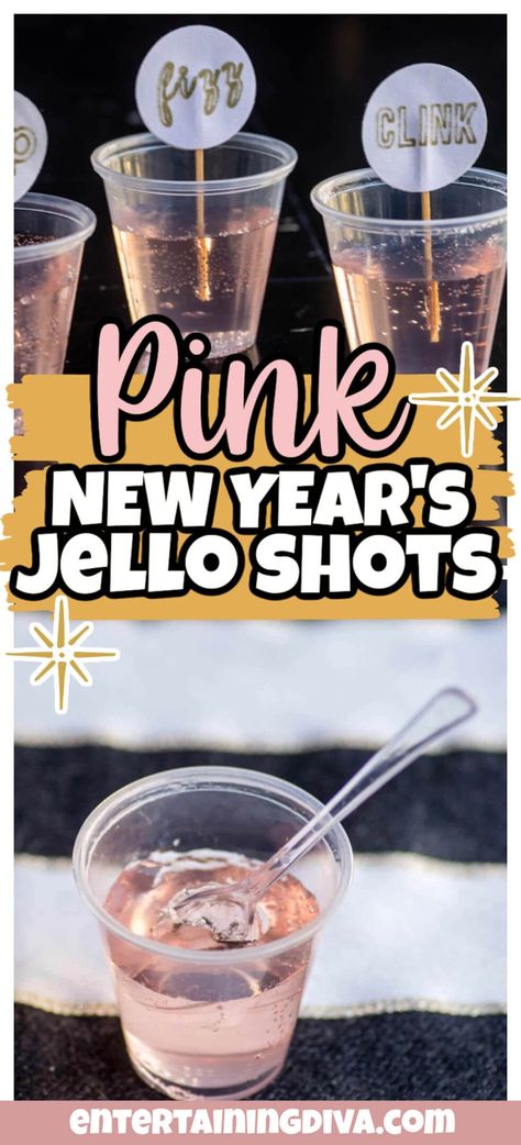 Pink New Year's Jello Shots | Food  Drink Cosmo Jello Shots, Pink Champagne Jello Shots, Prosecco Jello Shots, Champagne Jell-o Shots, New Year’s Eve Jell-o Shots, Moscato Jello Shots, New Years Eve Jello Shots, New Years Jello Shots, Pink Alcoholic Drinks For A Party