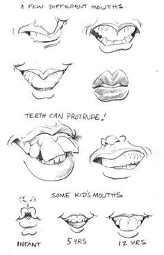 Caricature mouths Mouth Shapes, Caricature Tutorial, رسم كاريكاتير, Caricature Sketch, Drawing Cartoon Faces, Mouth Drawing, 얼굴 그리기, Caricature Drawing, Lips Drawing