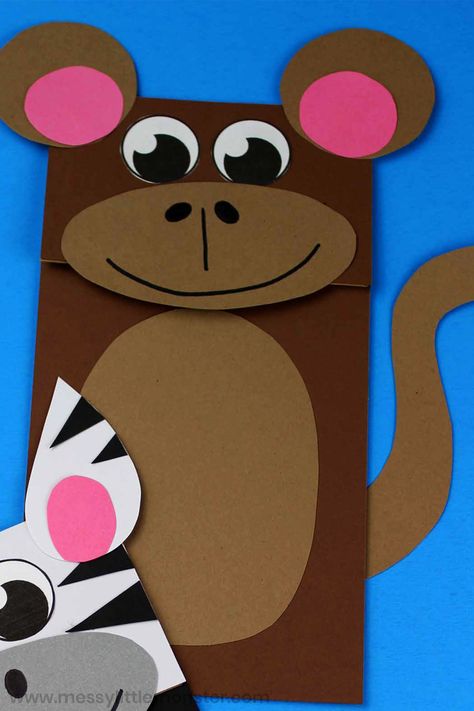 Paper Bag Monkey Craft Paper Bag Monkey, Jungle Animal Crafts, Monkey Craft, Animal Puppets, Zoo Crafts, Zoo Animal Crafts, Monkey Puppet, Monkey Crafts, Puppets For Kids