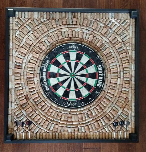 Darts Backboard With Wine Corks 36IN X 36IN - Etsy Dartboard Backer, Dart Backboard, Cork Dartboard, Dart Board Backboard, Dart Board Wall, Wine Cork Diy Crafts, Wine Cork Diy, Cork Projects, Champagne Corks