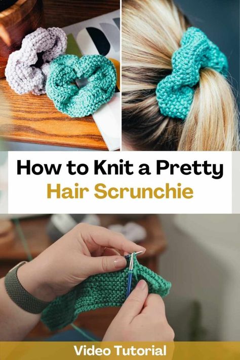 By watching this incredible video tutorial you can learn how to knit a Hair Scrunchie! This knitting project is super easy to do. The creator of this video will teach you step by step how to knit your own Hair Scrunchie with sustainable and machine washable cotton yarn. You will only have to follow her instructions so that the result of your knitting is perfect. This Hair Scrunchie knit very quickly and is super satisfying. In addition, the creator shows her sewing technique to create a... Knitted Hair Scrunchies, Knitting Scrunchies, Knitted Scrunchies, Loom Knitting Patterns Hat, Knitted Stuff, Machine Knit, Easy Crochet Hat, Knit Purl, Loom Knitting Patterns