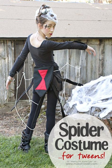 DIY Spider Costume for Tweens/Teens (or any age, really!) | via Make it and Love it Diy Spider Costume, Halloween Costumes You Can Make, Diy Spider, Creative Halloween Costumes Diy, Animal Halloween Costumes, Spider Costume, Costumes Diy, Diy Halloween Costumes For Kids, Costumes For Teens