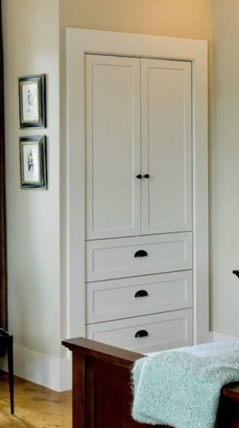 Built In Storage For Bedroom, Pendleton Boys Bedroom, Hall Linen Closet Built Ins, Linen Closet In Bedroom, Linen Closet Drawers Built Ins, Built In Linen Cabinet In Hallway, Linen Closet To Built In, Built In Cabinet Bedroom, Hall Built In Cabinets