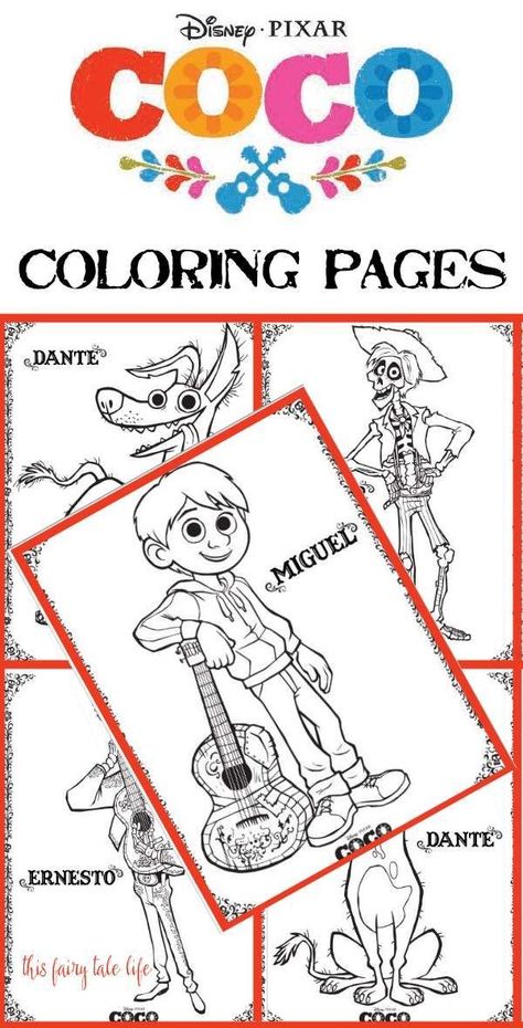 COCO Coloring Pages and Activities #Disney #printables #Coco Coco Party Games, Hooks Anchor Chart, Coco Coloring Pages, Slime Projects, Coco Party Ideas, Coco Birthday Party, Day Before Thanksgiving, Coco Movie, Coco Birthday