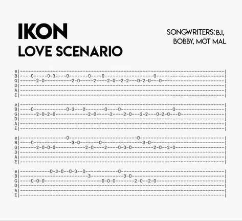 #guitar #tab #kpop #ikon #lovescenario Kpop Songs On Guitar, Kpop Guitar Chords, Kpop Guitar Tab, Tab Guitar Songs, Guitar Tab Easy, Kpop Guitar, Guitar Tabs Songs Acoustic, Easy Guitar Tabs Songs, Mandolin Songs