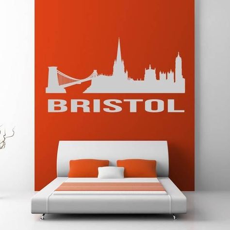 Bristol UK Cityscape Skyline Wall Art Sticker - Small - 55cm (W) x 30cm (H) / Fuchsia Pink. #beautiful #art #draw #digitalart #gallery #illustration #paint #drawing #abstract #color #popart #watercolor #artworks #galleryart #graphicart Temporary Decorating, City Of Bristol, Boho Scandinavian, Dinosaur Wall Stickers, Wall Art Sticker, Bristol Uk, Scandinavian Wall, Dinosaur Wall, Dream Wall