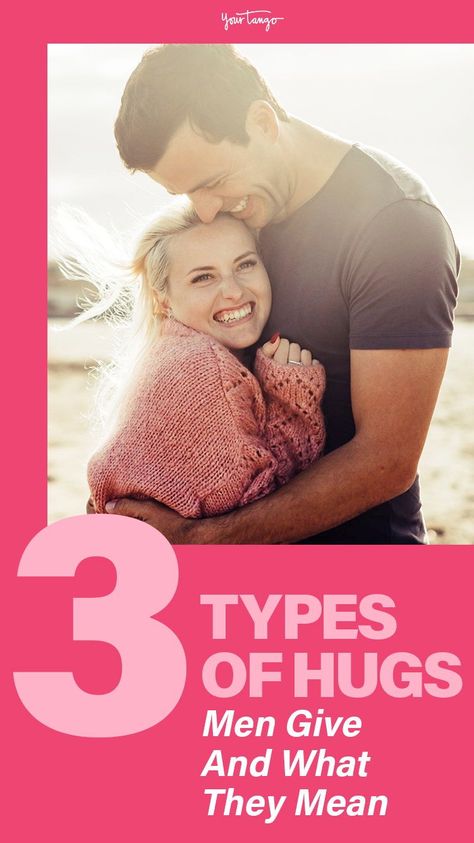 Hugging someone can be a powerful way to communicating feelings between friends and partners alike. Here's what three different types of common hugs mean in regard to how a guy feels about you. Communicating Feelings, Hugging Someone, Hugs Meaning, Types Of Hugs, Hug From Behind, People Hugging, Man Hug, Signs He Loves You, Friends Hugging