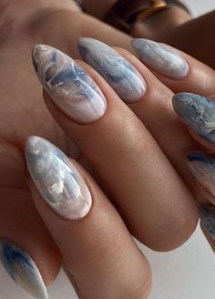 Dip Nail Ideas, Dip Nail, Galaxy Nails, Her Nails, Blue Nail Designs, Blue Nail, Winter Nail Designs, Acrylic Nail Art, Marble Nails