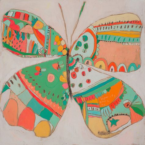 sweet cream fly  (jennifer mercede)  MURAL INSPIRATION Whimsical Art Paintings, Paintings Wall, Butterfly Illustration, Sweet Cream, Art Print Display, Insect Art, Butterfly Cards, Decorative Art, Butterfly Art