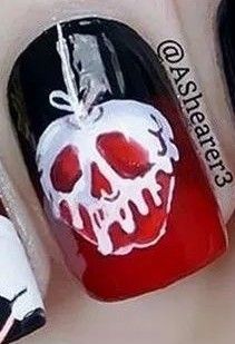 Heavy Metal Nail Art, Poison Apple Nail Art, Apple Nail Design, Poison Apple Nails, Disney Princess Nail Art, Apple Nails, Nails Spooky, Disney Princess Nails, Cartoon Nails