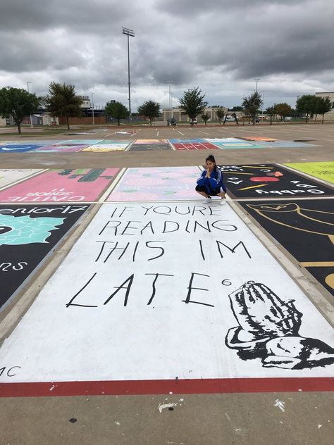 Haha! Sr lot spots are painted Parking Lot Painting, Senior Year Things, Senior Year Fun, Senior Parking Spot, Parking Spot Painting, Best Friend Poems, Space Painting, Parking Spot, Crafts For Seniors