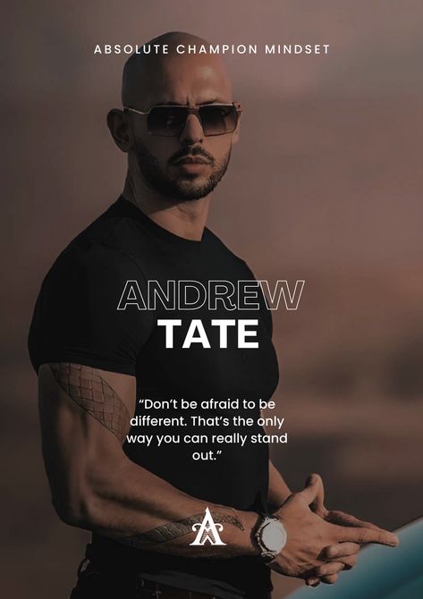 “Don’t be afraid to be different. That’s the only way you can really stand out.” - Andrew Tate Follow us for more daily quotes and inspirational videos @absolutechampionmindset #andrewtate #tate #motivationalquote #dailyquotes #motivation #inspiration #success #quote #quotes #motivationalquotes #dailymotivation #lifemotivation Andrew Tates Wallpaper 4k Top G, Andre Tate Quotes, Top G Tate, Andrew Tates Wallpaper 4k, Andrew Tates, Sigma Motivation, Gaming Supplies, Success Quote, Sigma Male