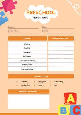 Use this customizable Orange Illustrated Preschool Report Card template and find more professional designs from Canva. Kindergarten Report Cards Free Printable, Report Cards For Kindergarten, Preschool Report Card Templates, Preschool Report Card, Student Progress Report, Kindergarten Report Cards, School Report Card, Note Card Template, Progress Report Template