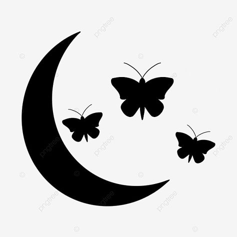 Moon Silhouette, Cat Moon, Moon Moon, Black Moon, Silhouette Png, Black Picture, Moon Flower, Black Butterfly, Gold Pattern