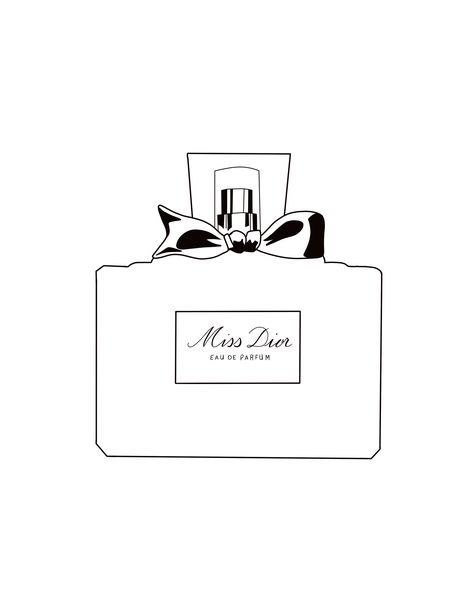 Miss Dior Drawing, Dior Drawing, Perfume Drawing, Plakat Design Inspiration, Perfume Dior, Dior Parfum, Sephora Bag, Luxury Brand Logo, Designer Logos